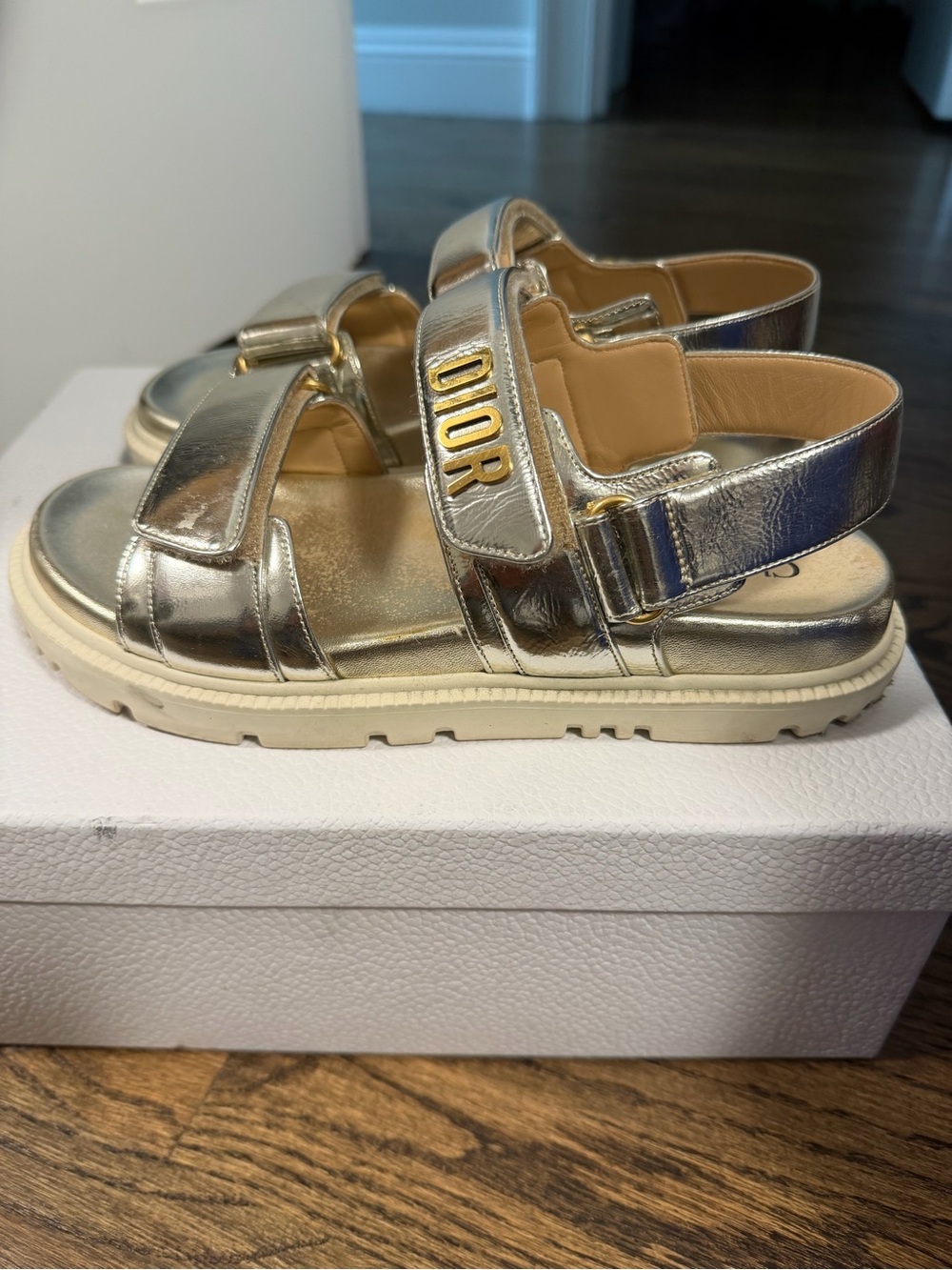 Dior Metallic Gold Dioract Sandals